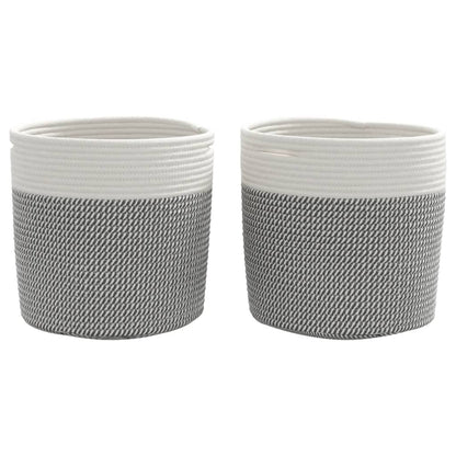 Cestini Portaoggetti 2pz Grigio e Bianco Ã˜28x28 cm in Cotone