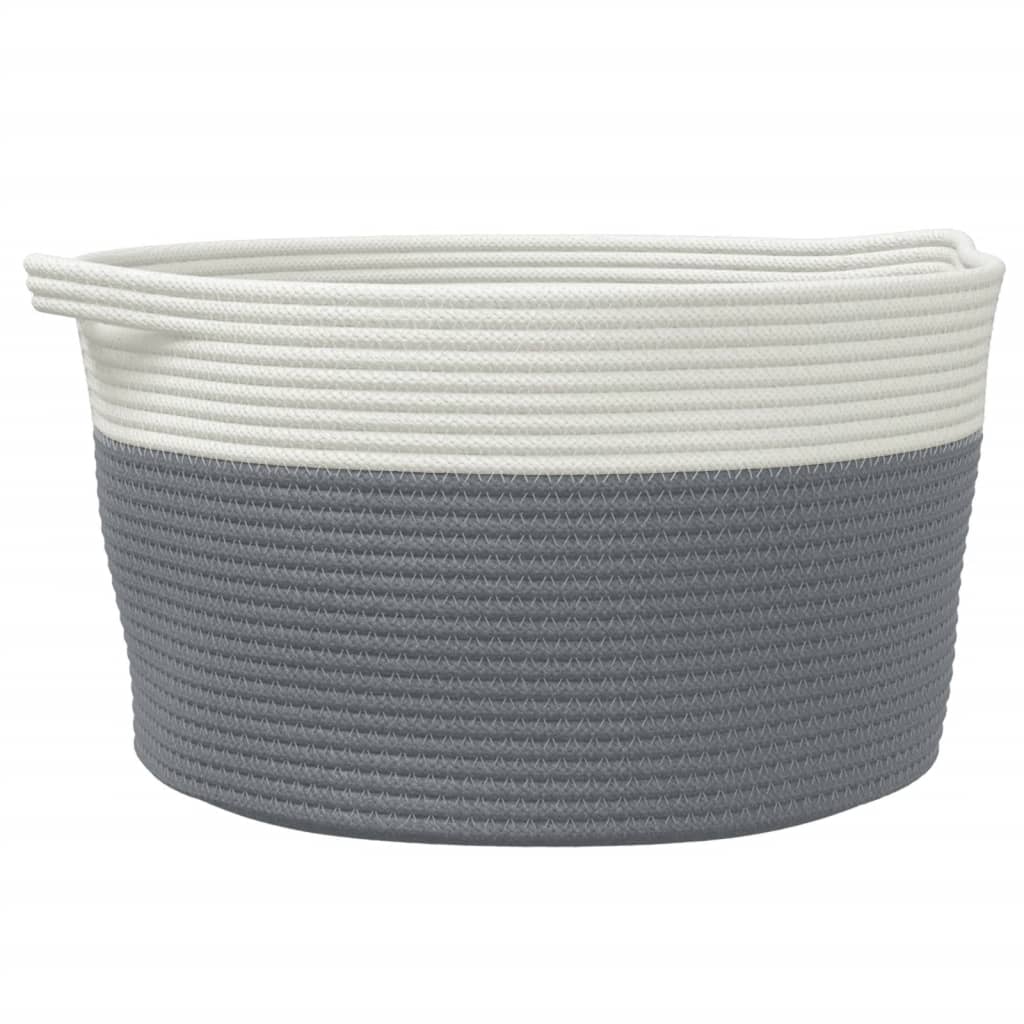 Cestino Portaoggetti Grigio e Bianco Ã˜40x25 cm in Cotone