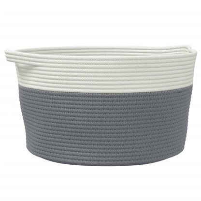 Cestino Portaoggetti Grigio e Bianco Ã˜40x25 cm in Cotone