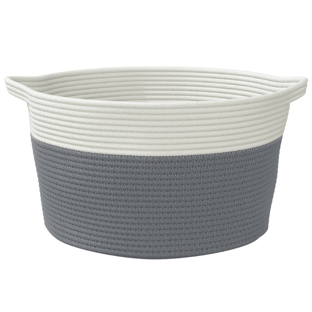 Cestino Portaoggetti Grigio e Bianco Ã˜40x25 cm in Cotone