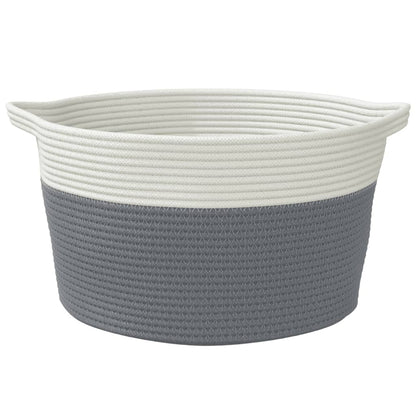 Cestino Portaoggetti Grigio e Bianco Ã˜40x25 cm in Cotone