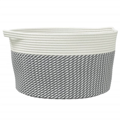 Cestino Portaoggetti Grigio e Bianco Ã˜40x25 cm in Cotone