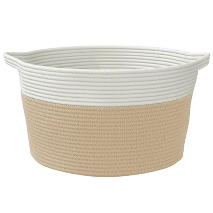 Cestino Portaoggetti Beige e Bianco Ã˜40x25 cm in Cotone