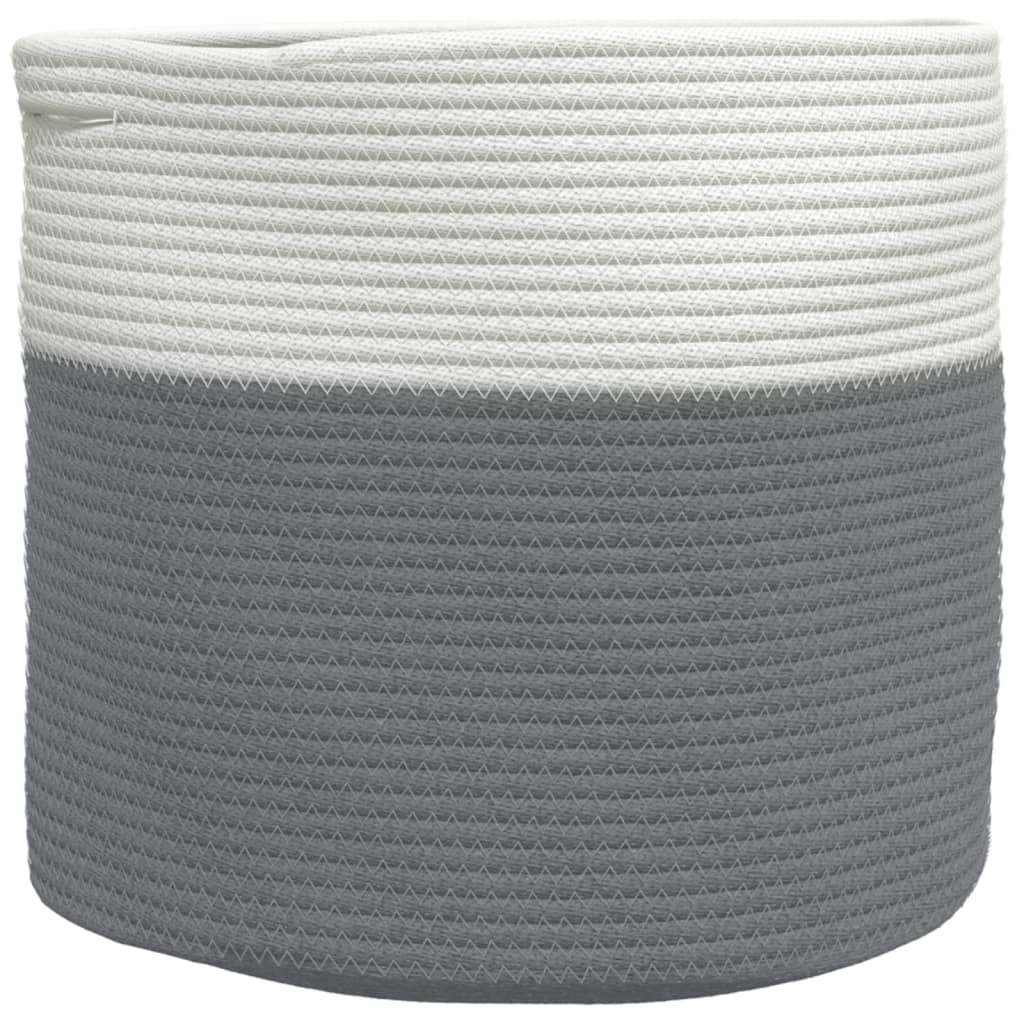 Cestino Portaoggetti Grigio e Bianco Ã˜40x35 cm in Cotone