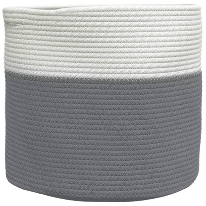 Cestino Portaoggetti Grigio e Bianco Ã˜40x35 cm in Cotone