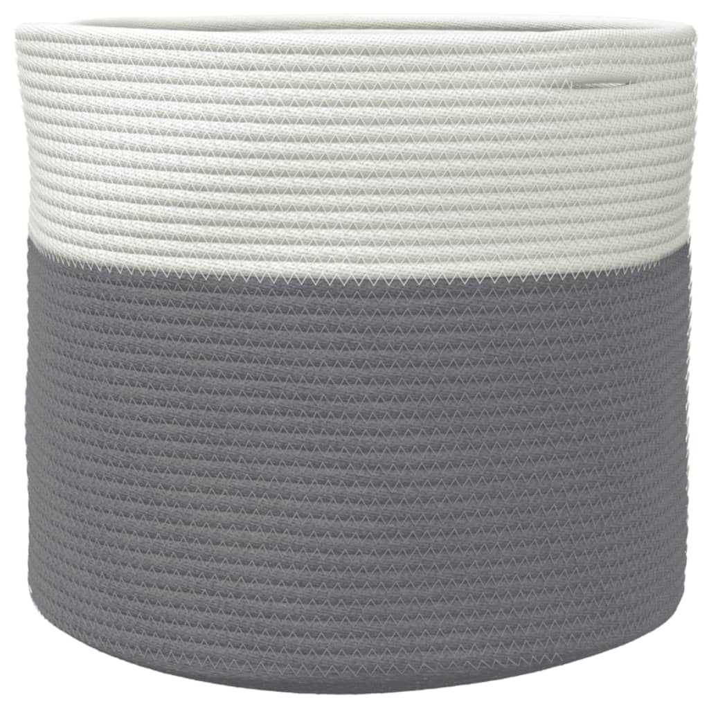 Cestino Portaoggetti Grigio e Bianco Ã˜40x35 cm in Cotone
