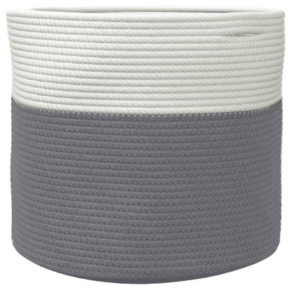 Cestino Portaoggetti Grigio e Bianco Ã˜40x35 cm in Cotone
