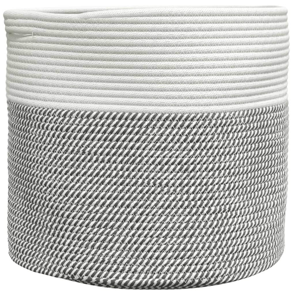 Cestino Portaoggetti Grigio e Bianco Ã˜40x35 cm in Cotone