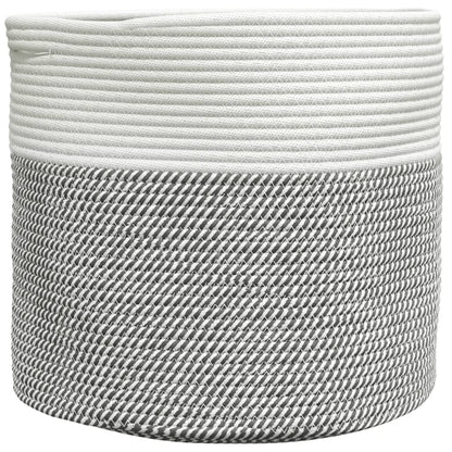 Cestino Portaoggetti Grigio e Bianco Ã˜40x35 cm in Cotone