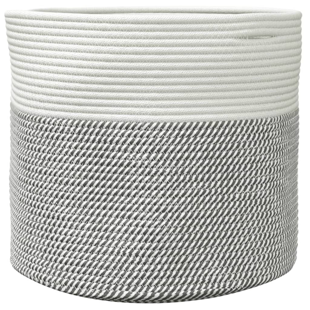 Cestino Portaoggetti Grigio e Bianco Ã˜40x35 cm in Cotone