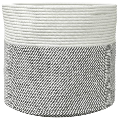 Cestino Portaoggetti Grigio e Bianco Ã˜40x35 cm in Cotone