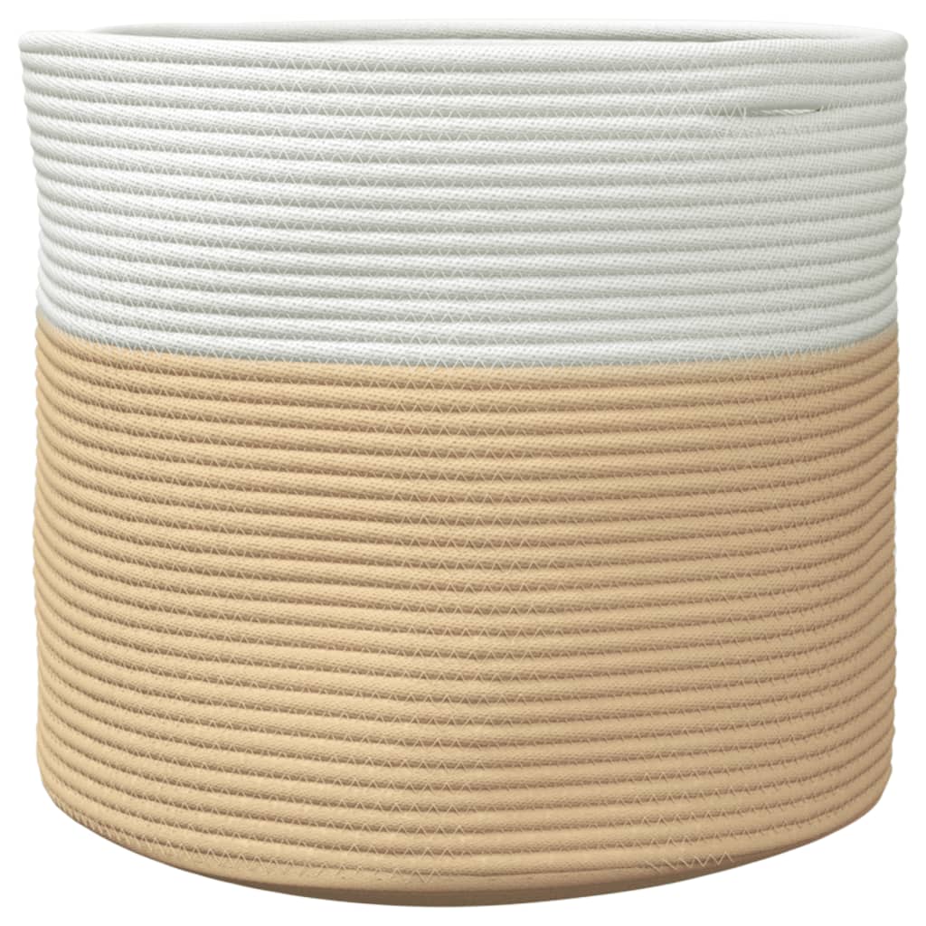 Cestino Portaoggetti Beige e Bianco Ã˜40x35 cm in Cotone