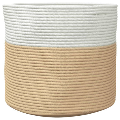 Cestino Portaoggetti Beige e Bianco Ã˜40x35 cm in Cotone