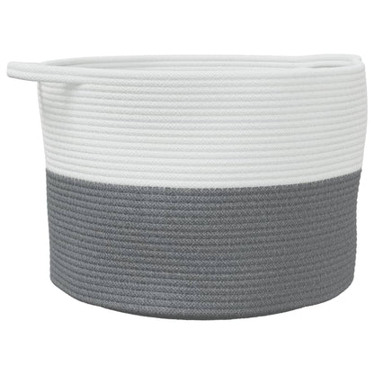 Cesto per Biancheria Grigio e Bianco Ã˜55x36 cm in Cotone
