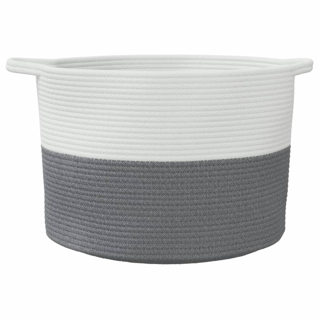 Cesto per Biancheria Grigio e Bianco Ã˜55x36 cm in Cotone