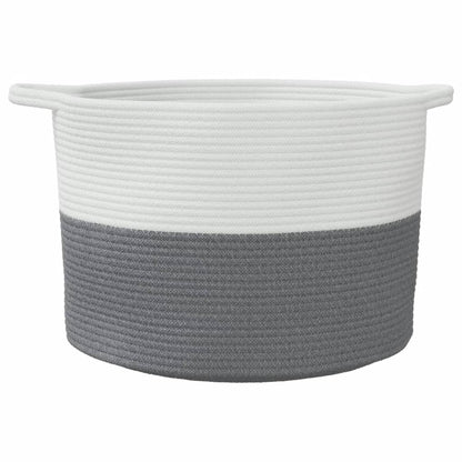 Cesto per Biancheria Grigio e Bianco Ã˜55x36 cm in Cotone