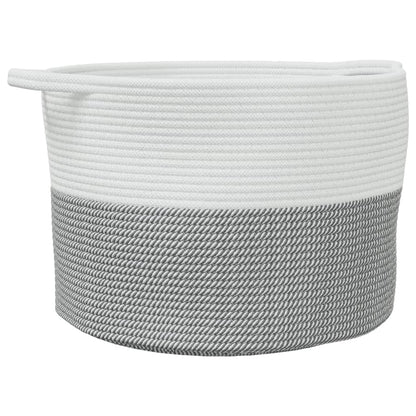 Cesto per Biancheria Grigio e Bianco Ã˜55x36 cm in Cotone
