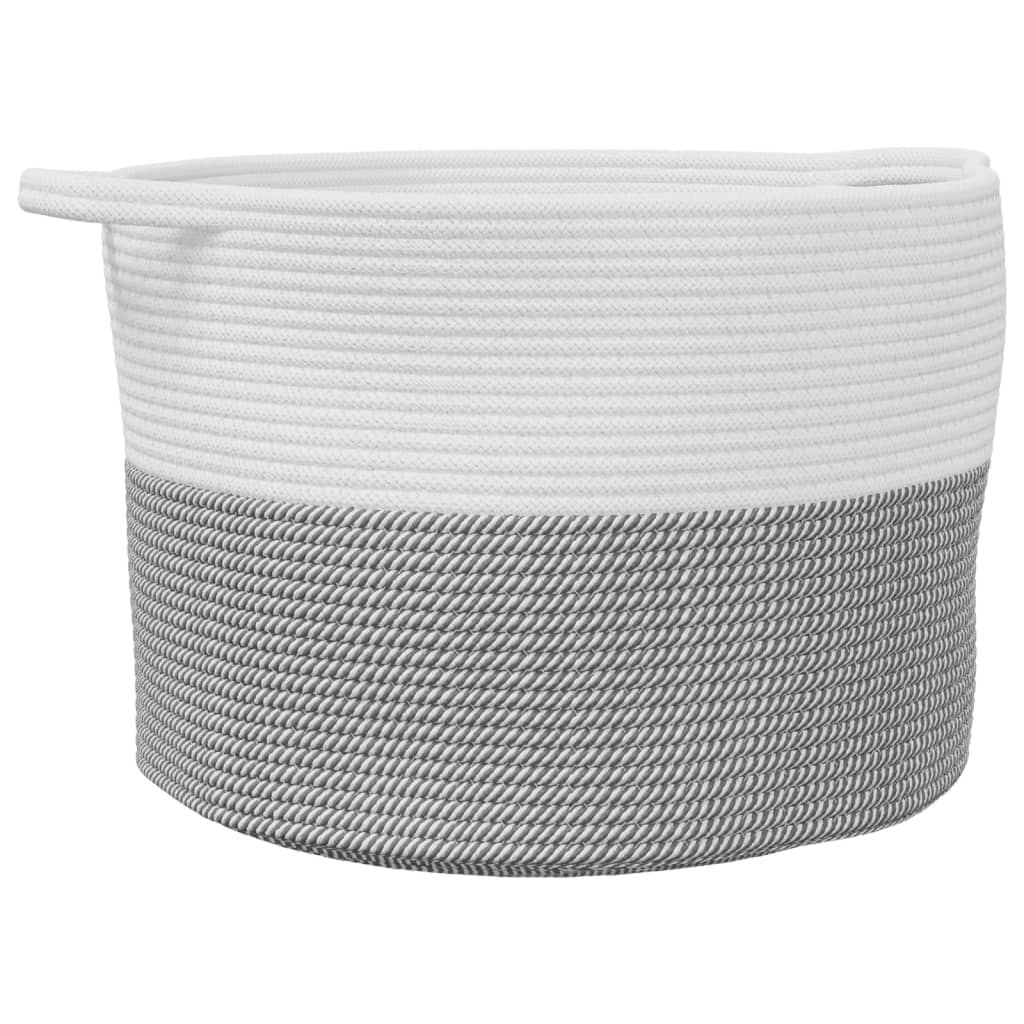 Cesto per Biancheria Grigio e Bianco Ã˜55x36 cm in Cotone