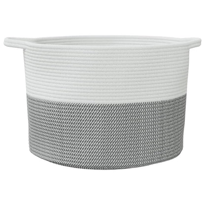 Cesto per Biancheria Grigio e Bianco Ã˜55x36 cm in Cotone