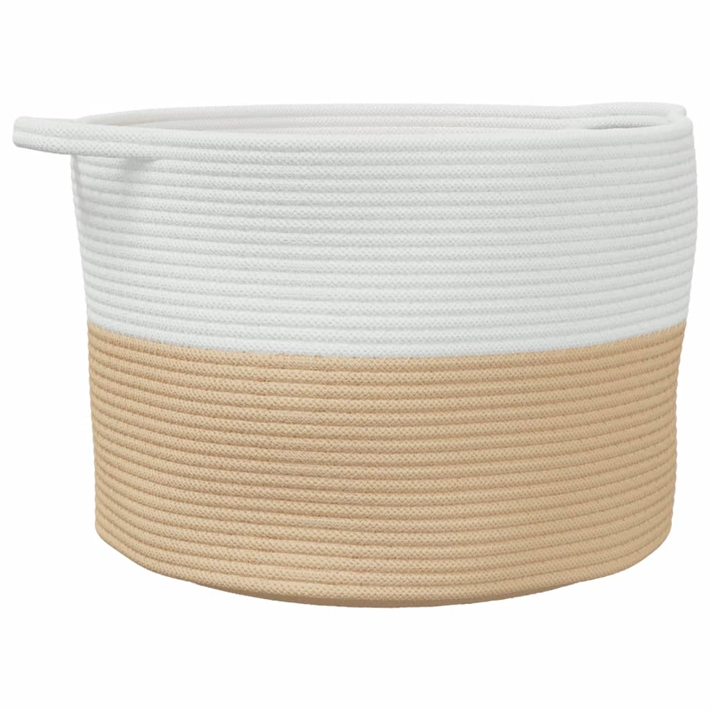 Cesto per Biancheria Beige e Bianco Ã˜55x36 cm in Cotone
