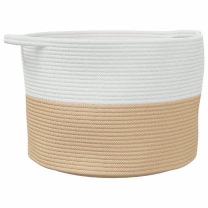 Cesto per Biancheria Beige e Bianco Ã˜55x36 cm in Cotone