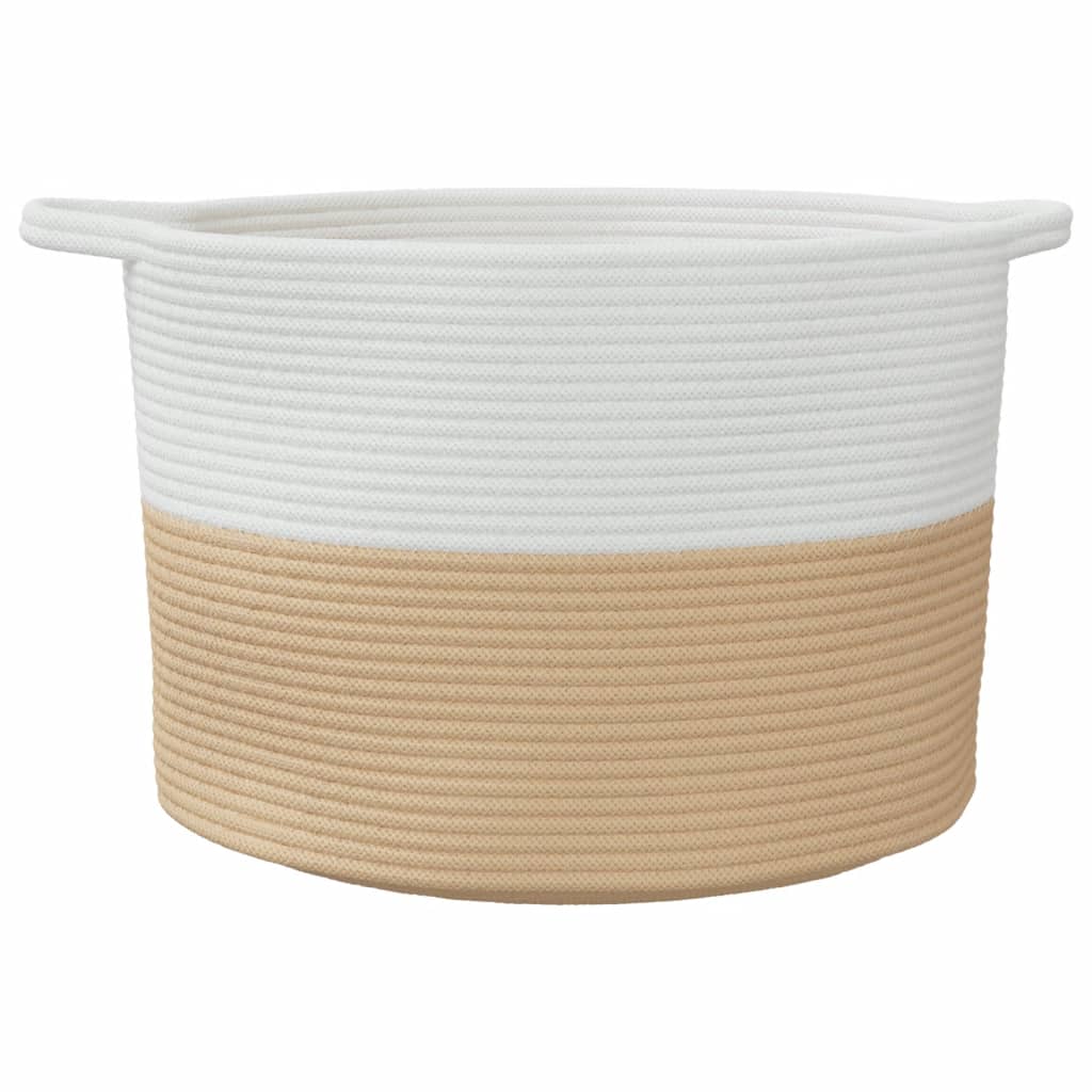 Cesto per Biancheria Beige e Bianco Ã˜55x36 cm in Cotone