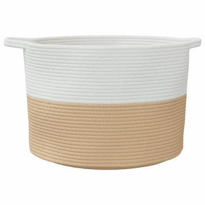 Cesto per Biancheria Beige e Bianco Ã˜55x36 cm in Cotone