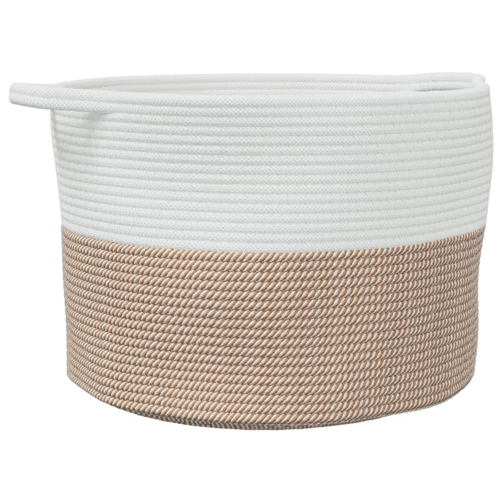 Cesto per Biancheria Marrone e Bianco Ã˜55x36 cm in Cotone