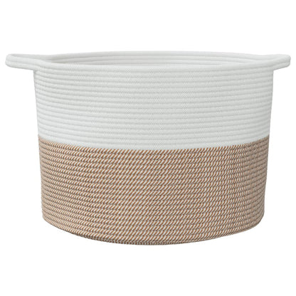 Cesto per Biancheria Marrone e Bianco Ã˜55x36 cm in Cotone