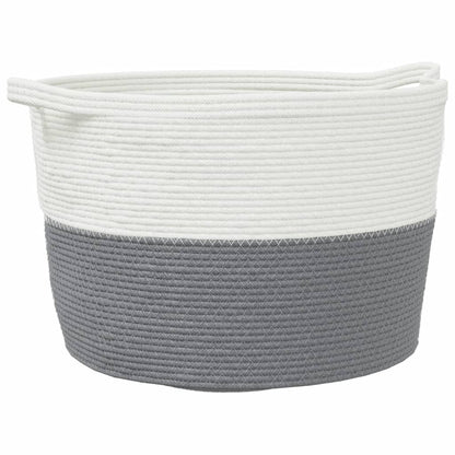 Cesto per Biancheria Grigio e Bianco Ã˜60x36 cm in Cotone