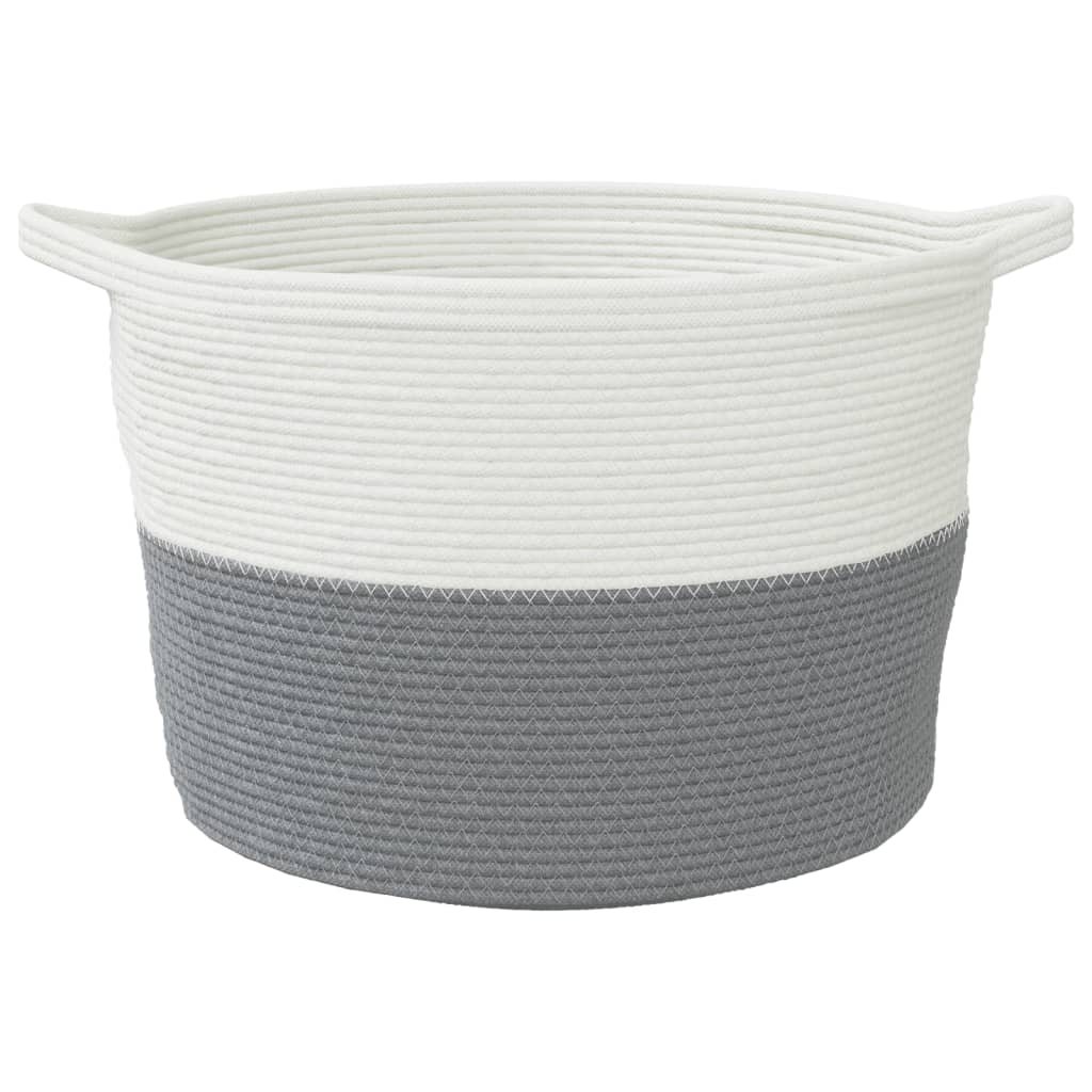 Cesto per Biancheria Grigio e Bianco Ã˜60x36 cm in Cotone