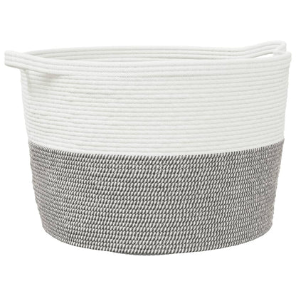 Cesto per Biancheria Grigio e Bianco Ã˜60x36 cm in Cotone