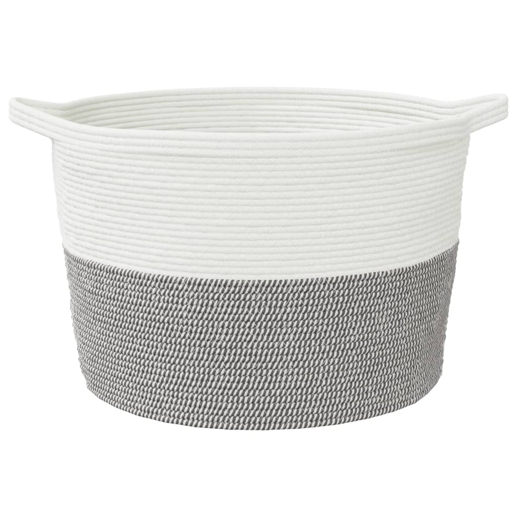 Cesto per Biancheria Grigio e Bianco Ã˜60x36 cm in Cotone