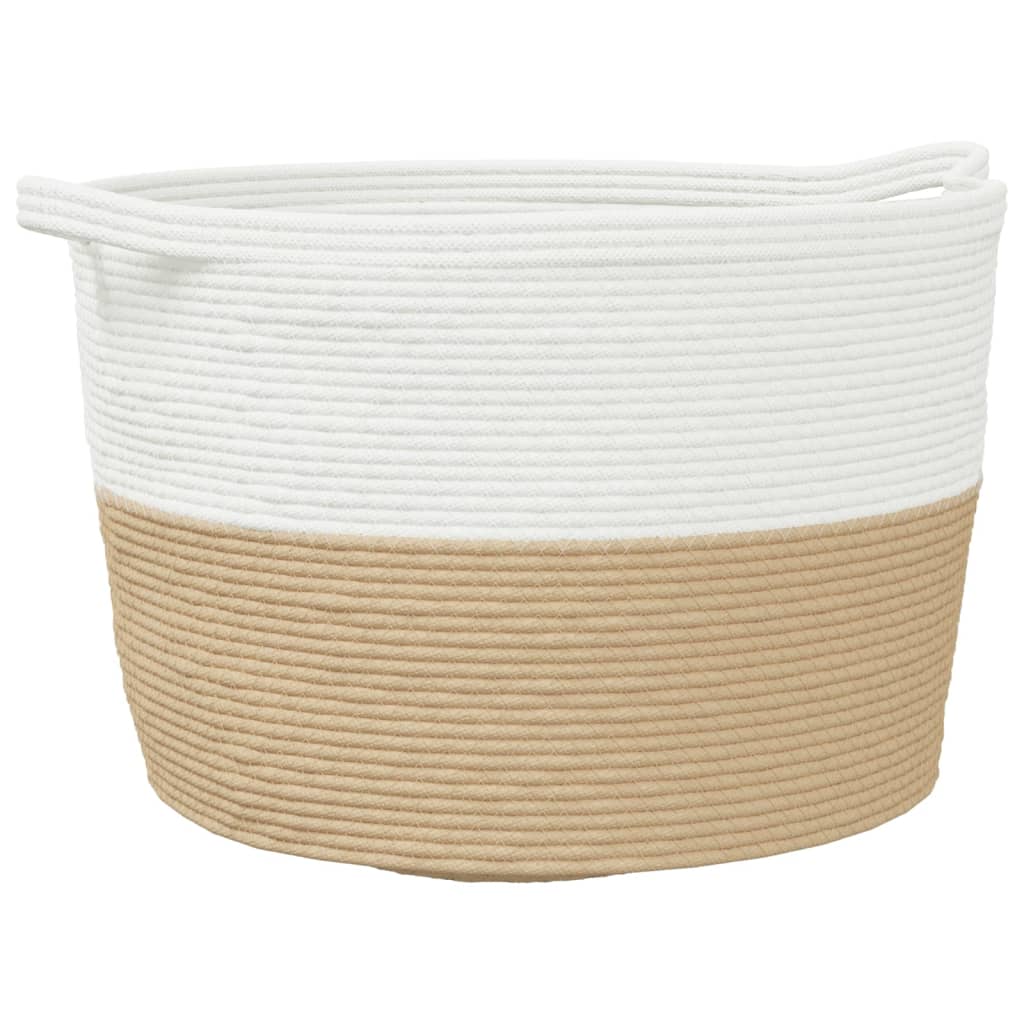 Cesto per Biancheria Beige e Bianco Ã˜60x36 cm in Cotone