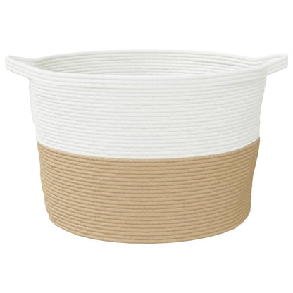 Cesto per Biancheria Beige e Bianco Ã˜60x36 cm in Cotone
