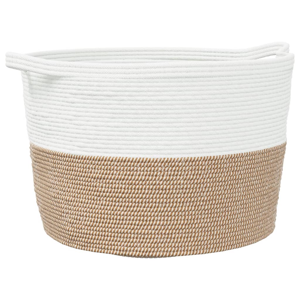 Cesto per Biancheria Marrone e Bianco Ã˜60x36 cm in Cotone