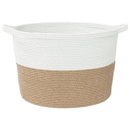 Cesto per Biancheria Marrone e Bianco Ã˜60x36 cm in Cotone