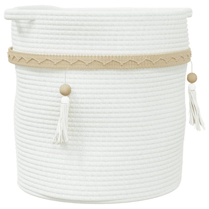Cestino Portaoggetti Bianco Ã˜38x36 cm in Cotone