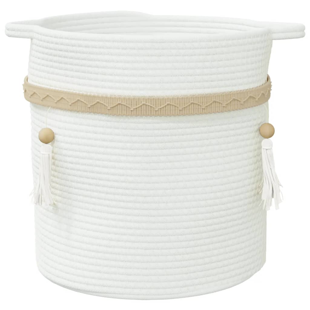 Cestino Portaoggetti Bianco Ã˜38x36 cm in Cotone