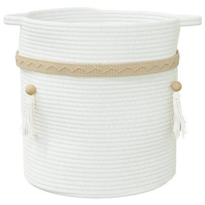 Cestino Portaoggetti Bianco Ã˜38x36 cm in Cotone