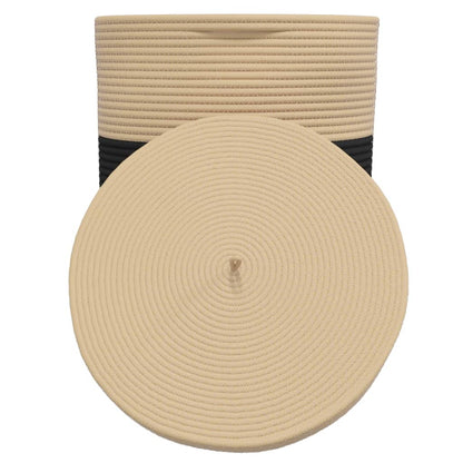 Cestino Portaoggetti con Coperchio Nero e Beige Ã˜37x50cm Cotone