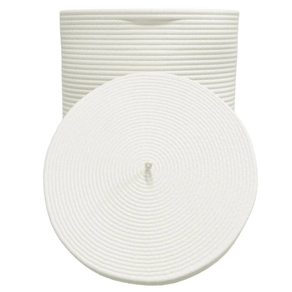 Cestino Portaoggetti Coperchio Marrone e Bianco Ã˜37x50cm Cotone