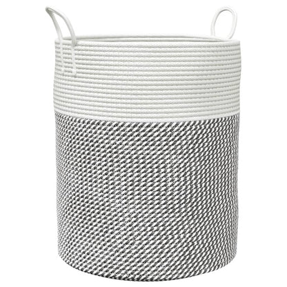 Cestino Portaoggetti Grigio e Bianco Ã˜38x46 cm in Cotone