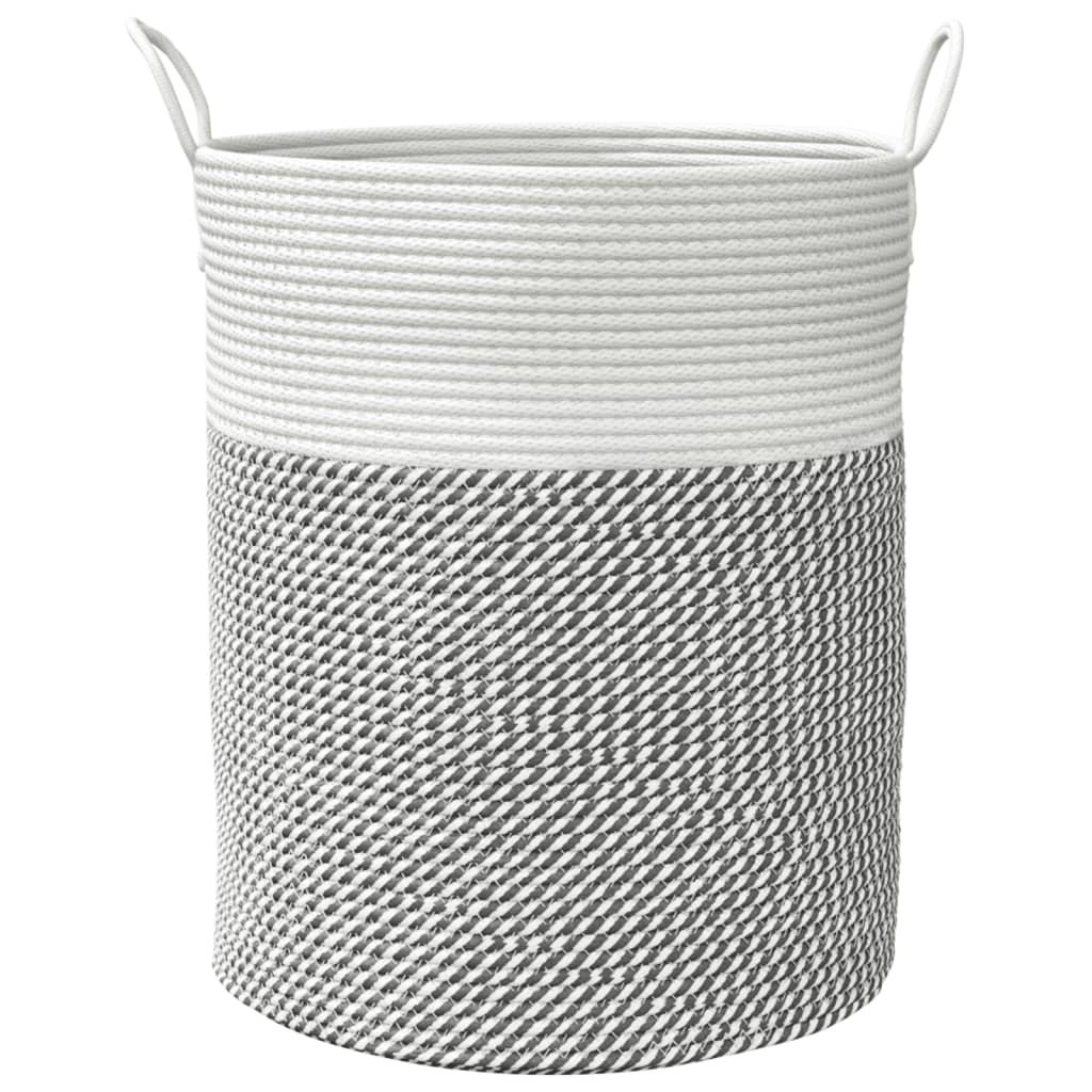 Cestino Portaoggetti Grigio e Bianco Ã˜38x46 cm in Cotone