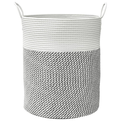 Cestino Portaoggetti Grigio e Bianco Ã˜38x46 cm in Cotone