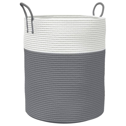 Cestino Portaoggetti Grigio e Bianco Ã˜38x46 cm in Cotone