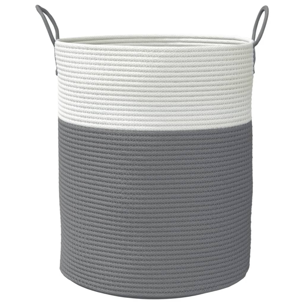 Cestino Portaoggetti Grigio e Bianco Ã˜38x46 cm in Cotone