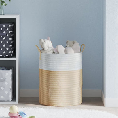 Cestino Portaoggetti Beige e Bianco Ã˜38x46 cm in Cotone