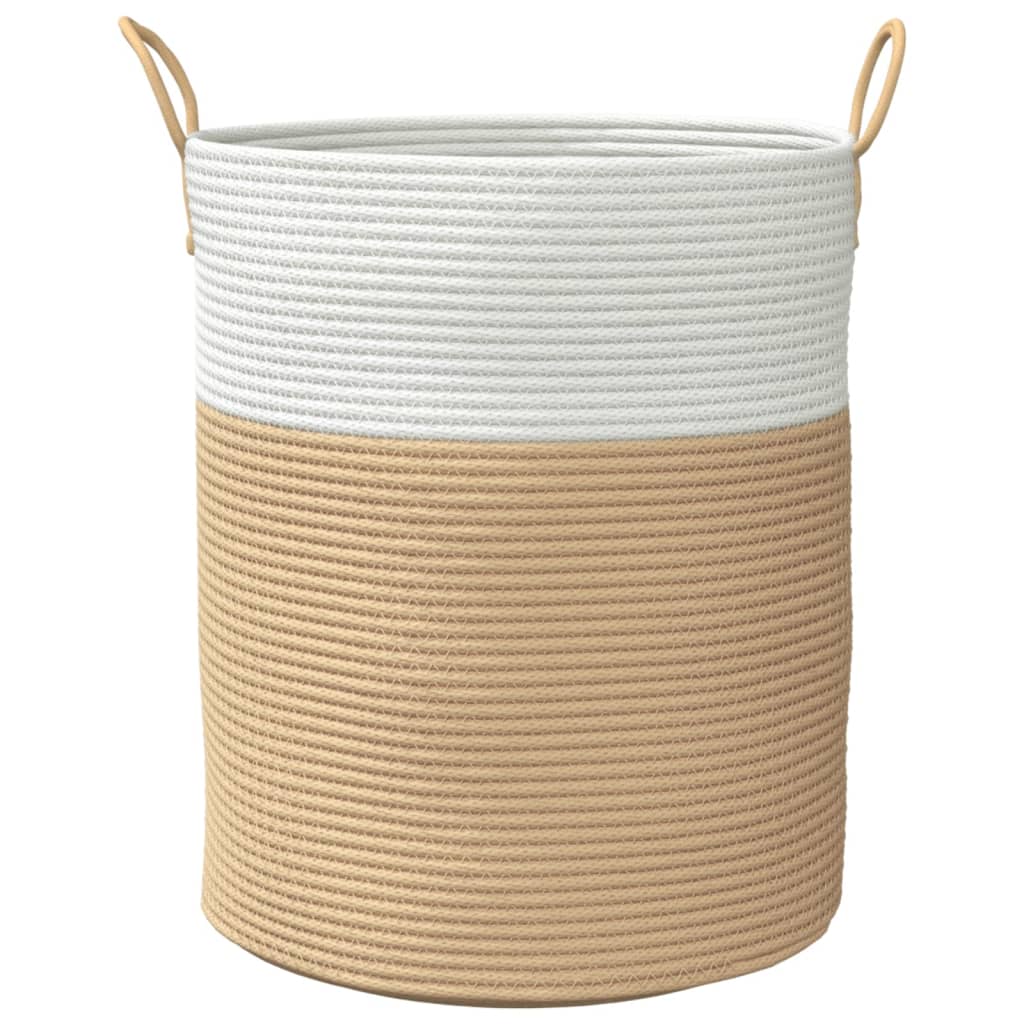 Cestino Portaoggetti Beige e Bianco Ã˜38x46 cm in Cotone