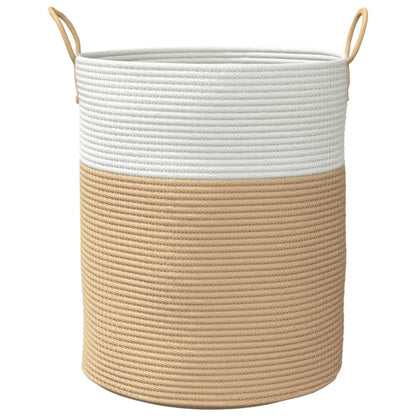 Cestino Portaoggetti Beige e Bianco Ã˜38x46 cm in Cotone